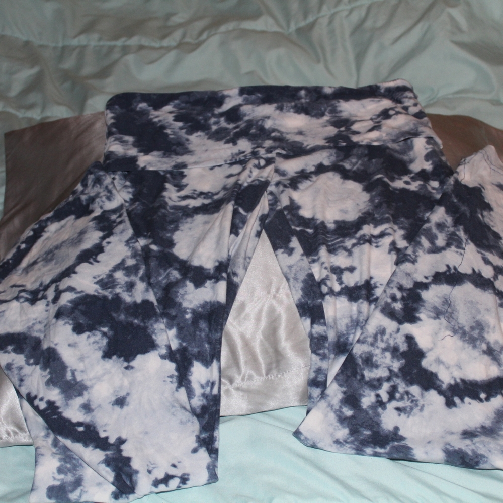 Bobbie Brooks Womens Blue Tie Dye High Waist Activewear Pants Size Medium
